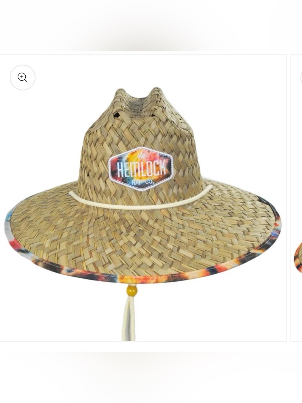 Hemlock Hat Co. Bowie Straw Lifeguard Hat with Multicolor Tie-Dye Pattern Trim